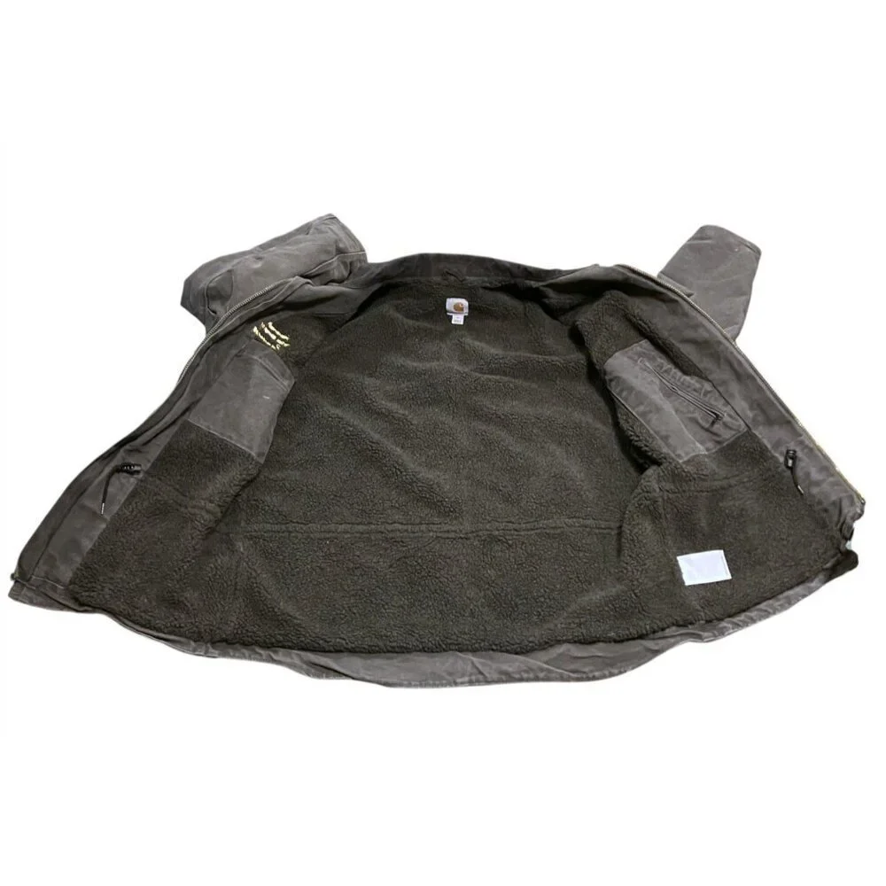 Carhartt Jacket M Coat Sherpa Duck Canvas Chore Distress Fade Paint Rare C61 GVL